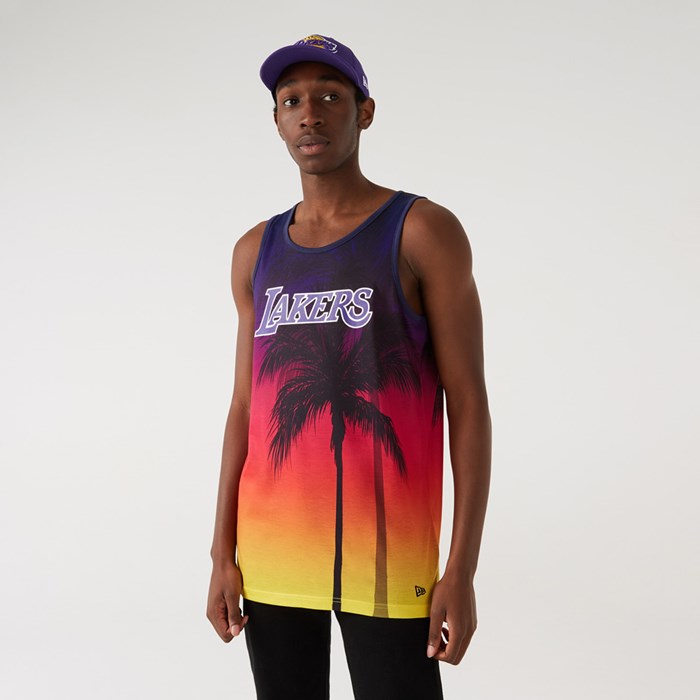 LA Lakers NBA Summer City Print Miesten Tank Topit Violetit - New Era Vaatteet Tukkukauppa FI-975263